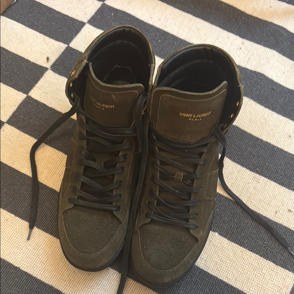 Saint Laurent Men's High-Top Sneakers - Olive